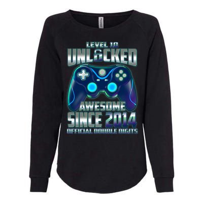 Level 10 Unlocked Awesome Since 2014 Official Double Digits Womens California Wash Sweatshirt