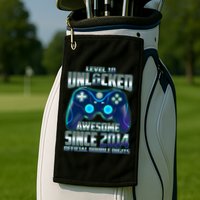 Level 10 Unlocked Awesome Since 2014 Official Double Digits Golf Towel