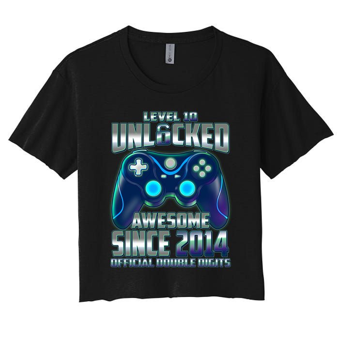 Level 10 Unlocked Awesome Since 2014 Official Double Digits Crop Top
