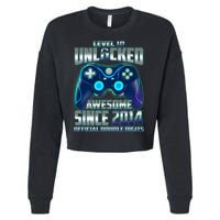 Level 10 Unlocked Awesome Since 2014 Official Double Digits Cropped Pullover Crew