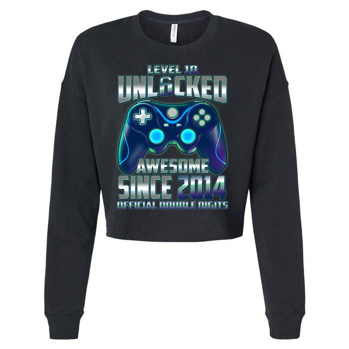 Level 10 Unlocked Awesome Since 2014 Official Double Digits Cropped Pullover Crew