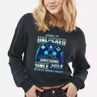 Level 10 Unlocked Awesome Since 2014 Official Double Digits Cropped Pullover Crew