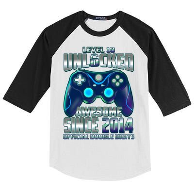 Level 10 Unlocked Awesome Since 2014 Official Double Digits Kids Colorblock Raglan Jersey