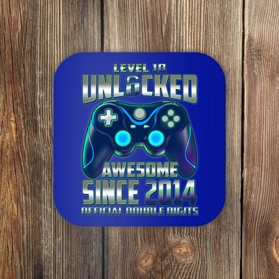 Level 10 Unlocked Awesome Since 2014 Official Double Digits Coaster