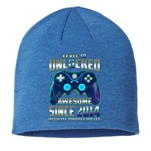 Level 10 Unlocked Awesome Since 2014 Official Double Digits Sustainable Beanie