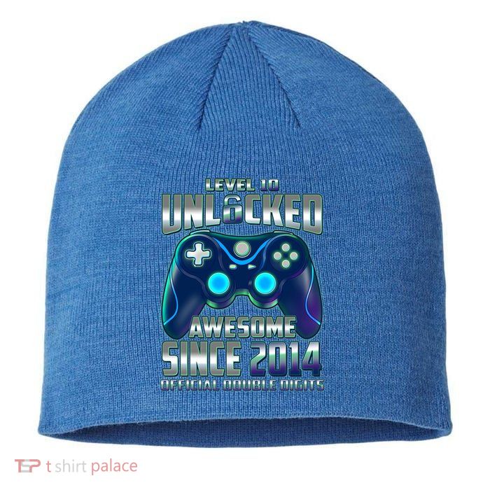 Level 10 Unlocked Awesome Since 2014 Official Double Digits Sustainable Beanie