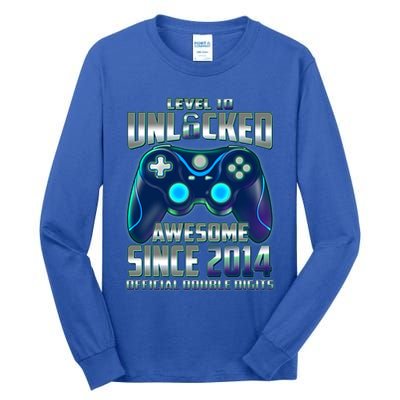 Level 10 Unlocked Awesome Since 2014 Official Double Digits Tall Long Sleeve T-Shirt