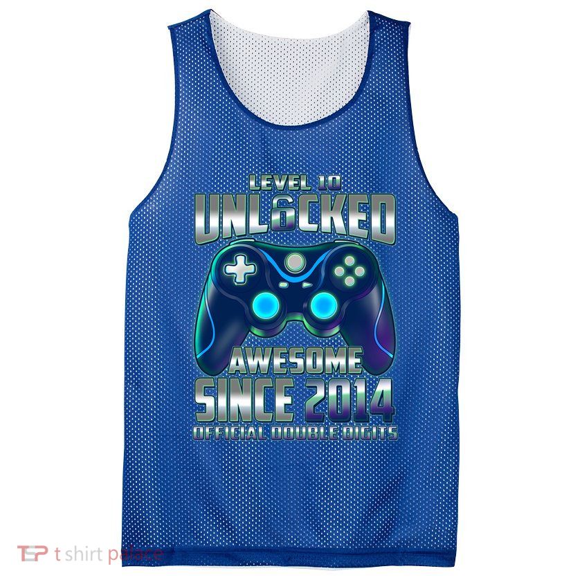 Level 10 Unlocked Awesome Since 2014 Official Double Digits Mesh Reversible Basketball Jersey Tank