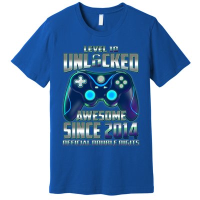 Level 10 Unlocked Awesome Since 2014 Official Double Digits Premium T-Shirt