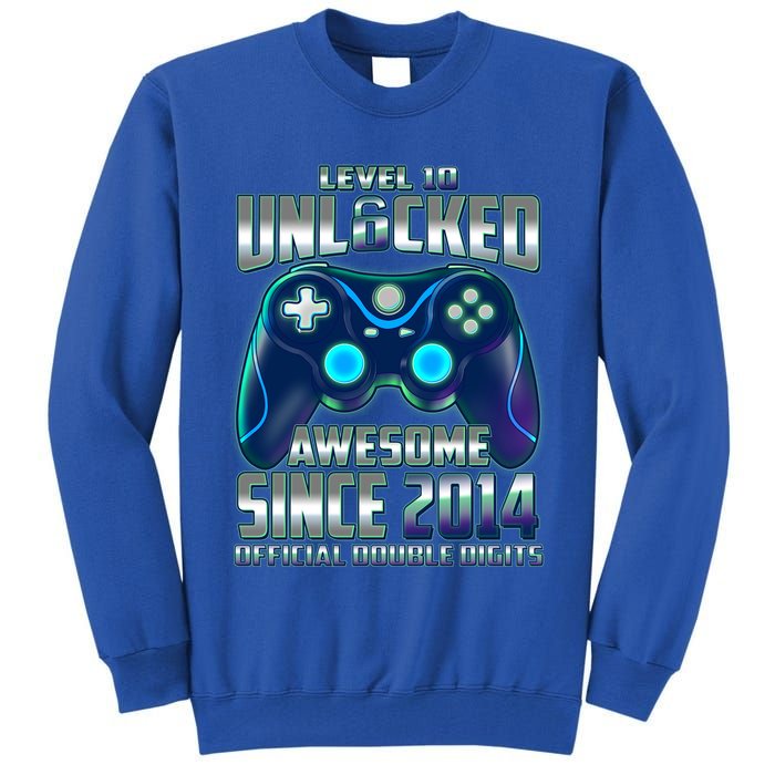 Level 10 Unlocked Awesome Since 2014 Official Double Digits Tall Sweatshirt