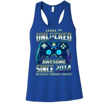 Level 10 Unlocked Awesome Since 2014 Official Double Digits Women's Racerback Tank