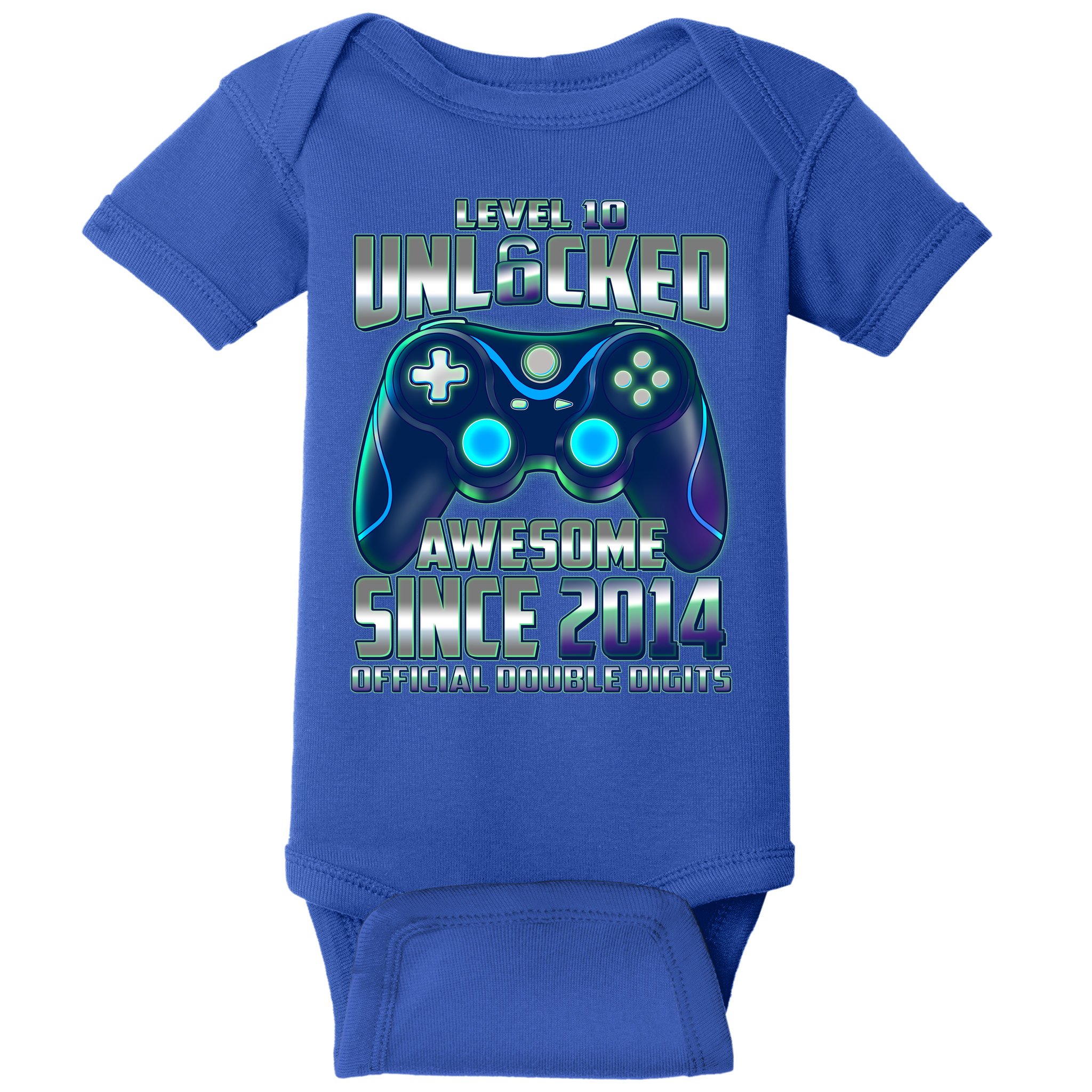 Level 10 Unlocked Awesome Since 2014 Official Double Digits Baby Bodysuit
