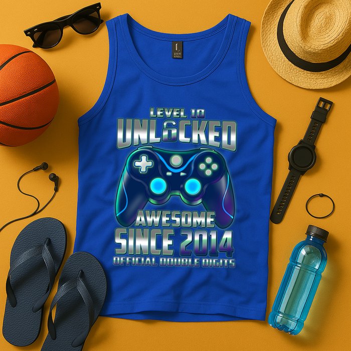 Level 10 Unlocked Awesome Since 2014 Official Double Digits Tank Top
