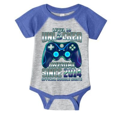 Level 10 Unlocked Awesome Since 2014 Official Double Digits Infant Baby Jersey Bodysuit