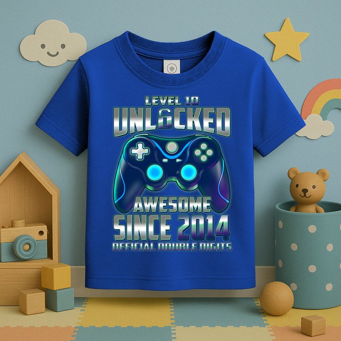 Level 10 Unlocked Awesome Since 2014 Official Double Digits Toddler T-Shirt