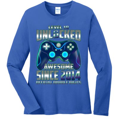 Level 10 Unlocked Awesome Since 2014 Official Double Digits Ladies Long Sleeve Shirt