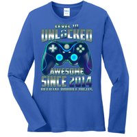 Level 10 Unlocked Awesome Since 2014 Official Double Digits Ladies Long Sleeve Shirt