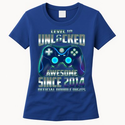 Level 10 Unlocked Awesome Since 2014 Official Double Digits Womens T-Shirt
