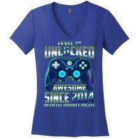 Level 10 Unlocked Awesome Since 2014 Official Double Digits Women's V-Neck T-Shirt