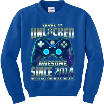 Level 10 Unlocked Awesome Since 2014 Official Double Digits Kids Sweatshirt