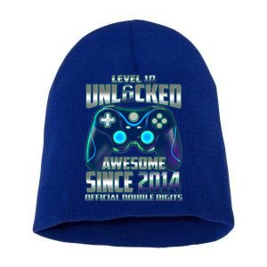 Level 10 Unlocked Awesome Since 2014 Official Double Digits Short Acrylic Beanie