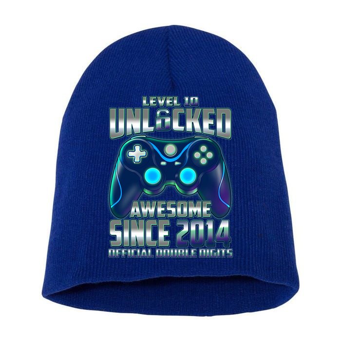 Level 10 Unlocked Awesome Since 2014 Official Double Digits Short Acrylic Beanie