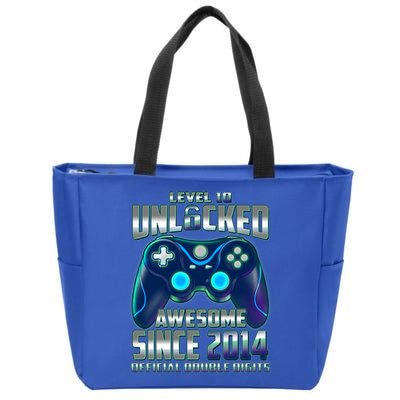 Level 10 Unlocked Awesome Since 2014 Official Double Digits Zip Tote Bag