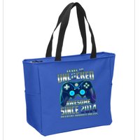 Level 10 Unlocked Awesome Since 2014 Official Double Digits Zip Tote Bag