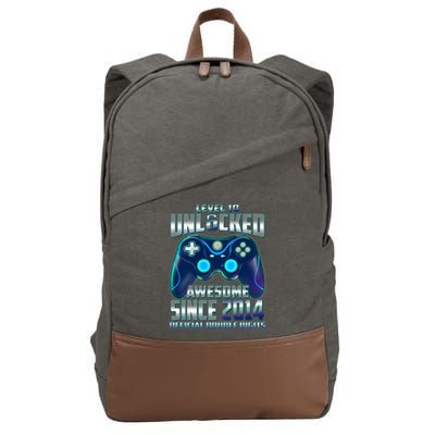 Level 10 Unlocked Awesome Since 2014 Official Double Digits Cotton Canvas Backpack