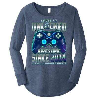 Level 10 Unlocked Awesome Since 2014 Official Double Digits Women's Perfect Tri Tunic Long Sleeve Shirt