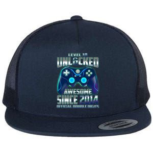 Level 10 Unlocked Awesome Since 2014 Official Double Digits Flat Bill Trucker Hat