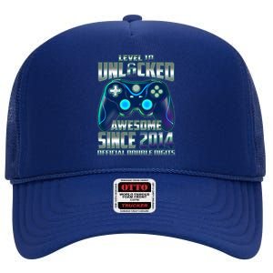 Level 10 Unlocked Awesome Since 2014 Official Double Digits High Crown Mesh Back Trucker Hat