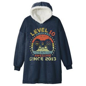 Level 10 Unlocked Awesome Since 2013 10th Birthday Gaming Hooded Wearable Blanket