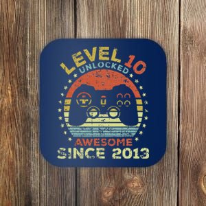 Level 10 Unlocked Awesome Since 2013 10th Birthday Gaming Coaster