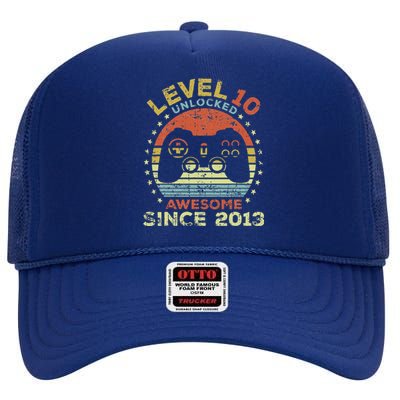 Level 10 Unlocked Awesome Since 2013 10th Birthday Gaming High Crown Mesh Back Trucker Hat