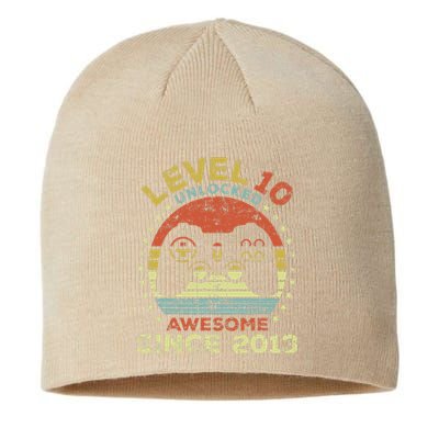 Level 10 Unlocked Awesome Since 2013 10th Birthday Gaming Sustainable Beanie