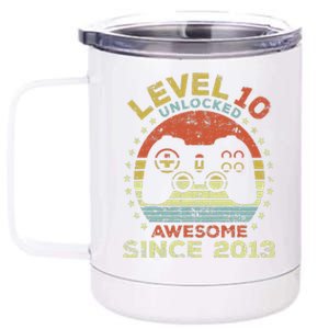 Level 10 Unlocked Awesome Since 2013 10th Birthday Gaming 12 oz Stainless Steel Tumbler Cup