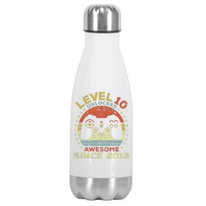 Level 10 Unlocked Awesome Since 2013 10th Birthday Gaming Stainless Steel Insulated Water Bottle