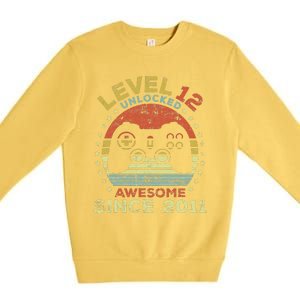 Level 12 Unlocked Awesome Since 2011 12th Birthday Gaming Cute Premium Crewneck Sweatshirt