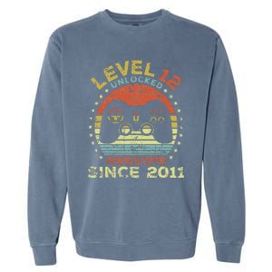 Level 12 Unlocked Awesome Since 2011 12th Birthday Gaming Cute Garment-Dyed Sweatshirt