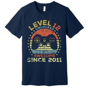 Level 12 Unlocked Awesome Since 2011 12th Birthday Gaming Cute Premium T-Shirt