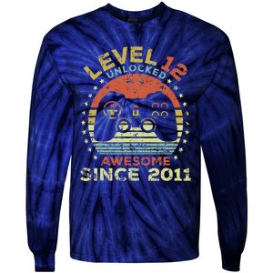 Level 12 Unlocked Awesome Since 2011 12th Birthday Gaming Cute Tie-Dye Long Sleeve Shirt