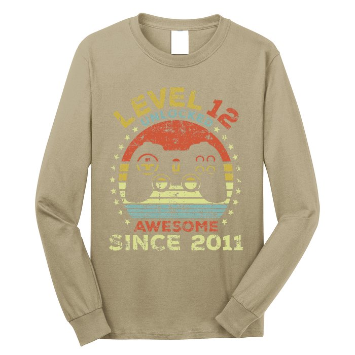 Level 12 Unlocked Awesome Since 2011 12th Birthday Gaming Cute Long Sleeve Shirt