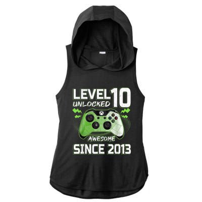 Level 10 Unlocked Awesome Since 2013 10th Birthday Gaming Ladies PosiCharge Tri-Blend Wicking Draft Hoodie Tank