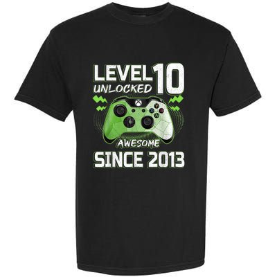 Level 10 Unlocked Awesome Since 2013 10th Birthday Gaming Garment-Dyed Heavyweight T-Shirt