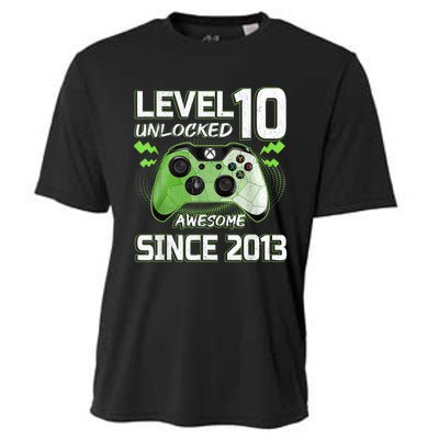 Level 10 Unlocked Awesome Since 2013 10th Birthday Gaming Cooling Performance Crew T-Shirt