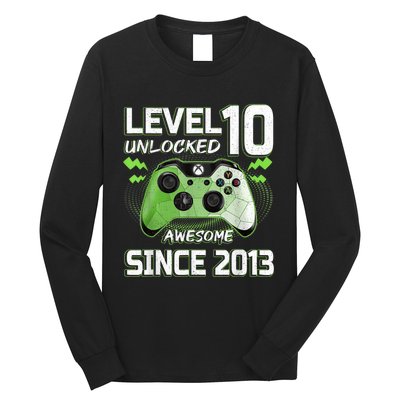 Level 10 Unlocked Awesome Since 2013 10th Birthday Gaming Long Sleeve Shirt