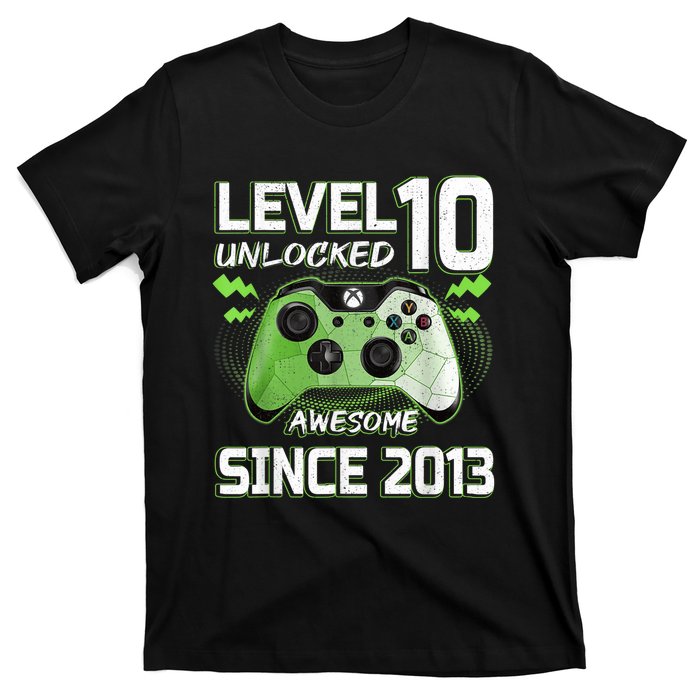 Level 10 Unlocked Awesome Since 2013 10th Birthday Gaming T-Shirt