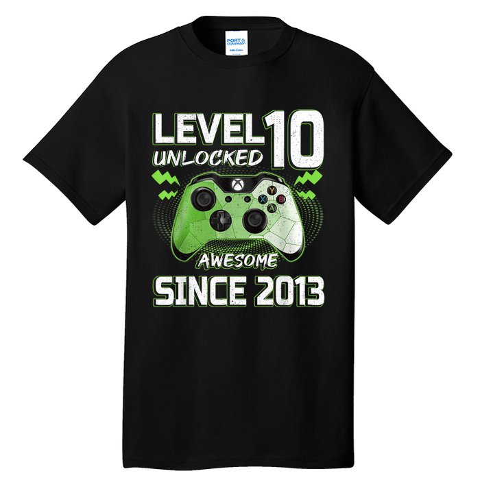 Level 10 Unlocked Awesome Since 2013 10th Birthday Gaming Tall T-Shirt