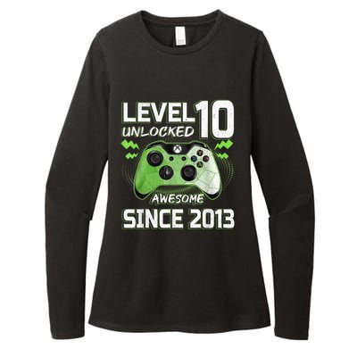 Level 10 Unlocked Awesome Since 2013 10th Birthday Gaming Womens CVC Long Sleeve Shirt